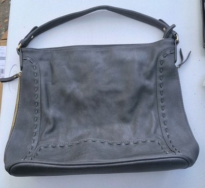 SASHA + SOFI Satchel Purse Vegan Leather Gray 13x16 Top Handle Tote Bag EUC