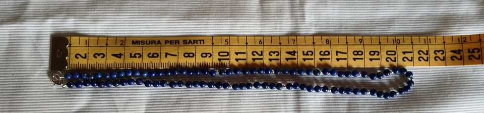 Collana lapislazzulo naturale vintage 42cm - 3mm circa e argento 925 - Immagine 4 di 4