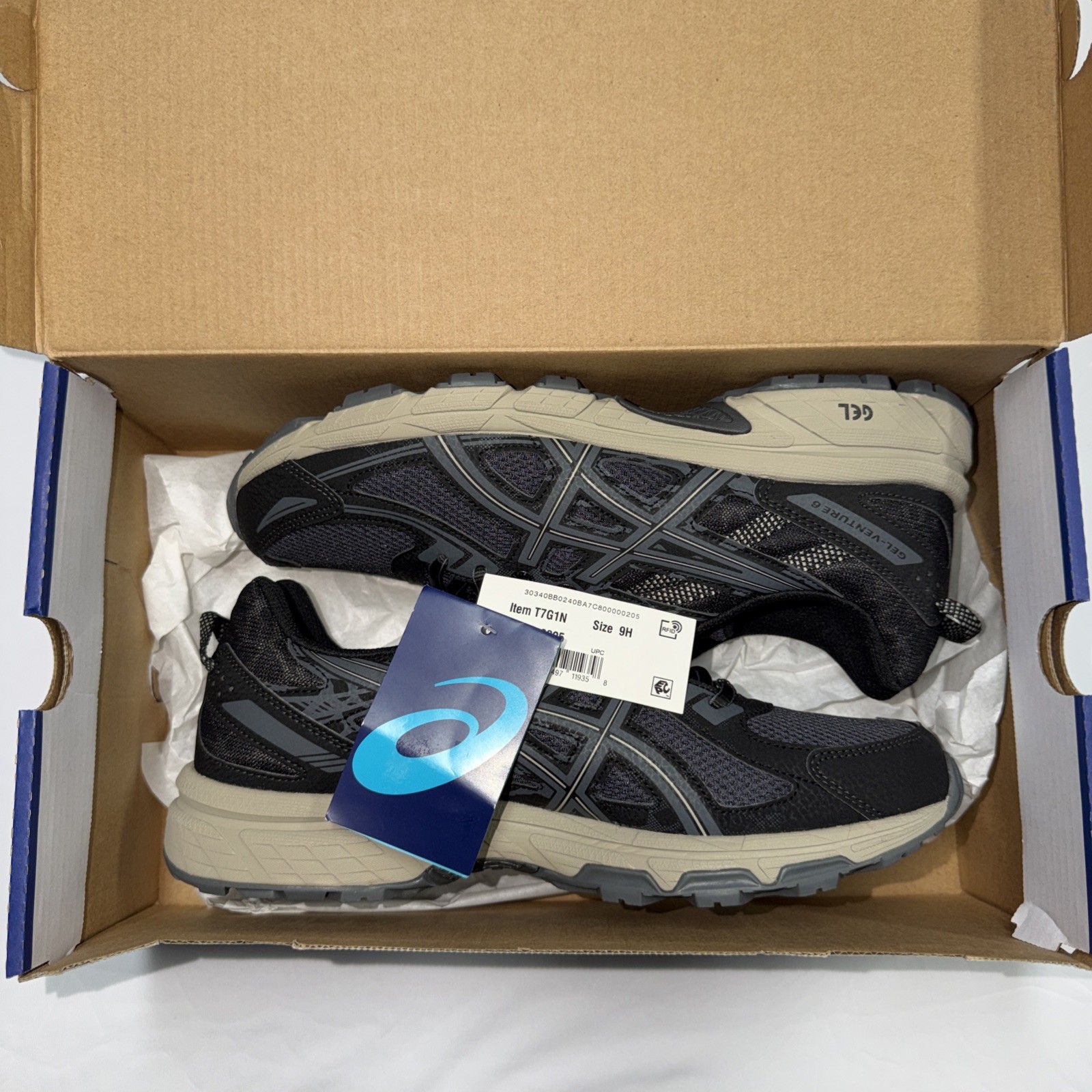 ASICS Men's Gel Venture 6 T7G1N Size 9 1/2 Black Gray Running Shoes thumbnail 4