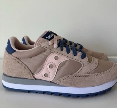 RARE Saucony Jazz Original 'BLUSH/Taupe/Navy  Double Laces-Retro Sneakers SZ 7.5