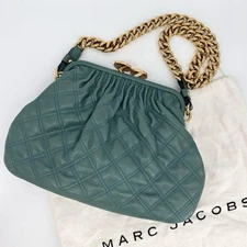 Marc Jacobs Clasp Chain Shoulder Bag Light Blue Quilting