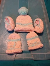 Crocheted Beanie And Bootie Set