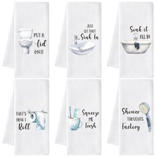 6 PCS Funny Sayings Humorous Decorative Polyester Soft Bathroom Hand Towels