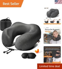 Neck Pillow for Traveling, Upgraded 100 Pure Memory Foam Travel Neck Pillow ...