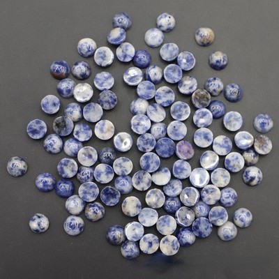 100pcs 10mm Round CAB CABOCHON Natural Sodalite Stone Round Beads No Holes *cm