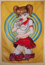 Hook Ups Skateboards Banner Sexy School Girl Anime Deck Yellow Fever Red Skirt