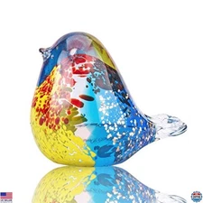 QFkris Art Glass Bird Figurine Handmade Blown Glass Crystal Paper Weight Premium