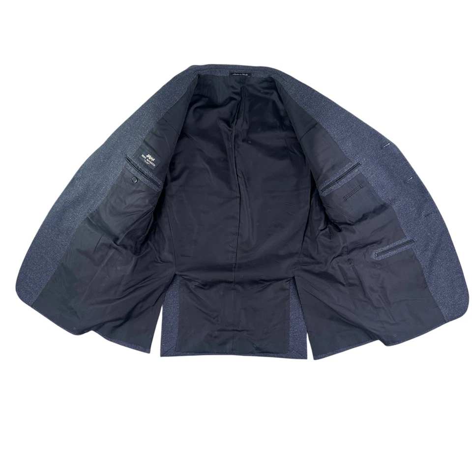 Blazer Abrigo Deportivo Eddy Monetti 52R Azul Marino Lana Brezo Cabello Camello Seda Italia Foto 4 de 4