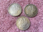 3  - 1880 -0  MORGAN 90 % SILVER DOLLAR COINS. VERY NICE AND HEAVY   LOT # 41