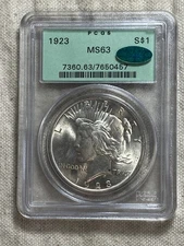 1923 P Peace Dollar PCGS MS63 OGH CAC Approved Great Coin Lovely Example