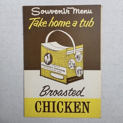 Vintage Daves Chicken Hut Menu 1960s Broasted Chicken Eagle Bay Take Home Tub