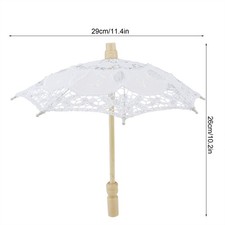 White Bridal Umbrella Lace Cotton Embroidery Handmade Parasol Umbrella WT