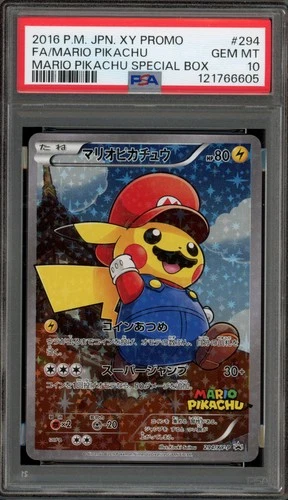 Pokemon Mario Pikachu Special Bx. Japanese Full Art Promo 294/XY-P PSA 10