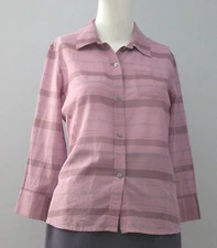 BANANA REPUBLIC Size S Purple Button-Down Collared 3/4 Sleeve Blouse