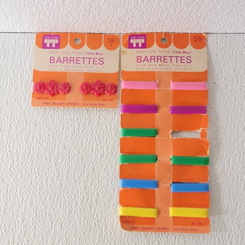 Vintage Tip - Top Little Miss Plastic Barrettes Multicolor - Original Package