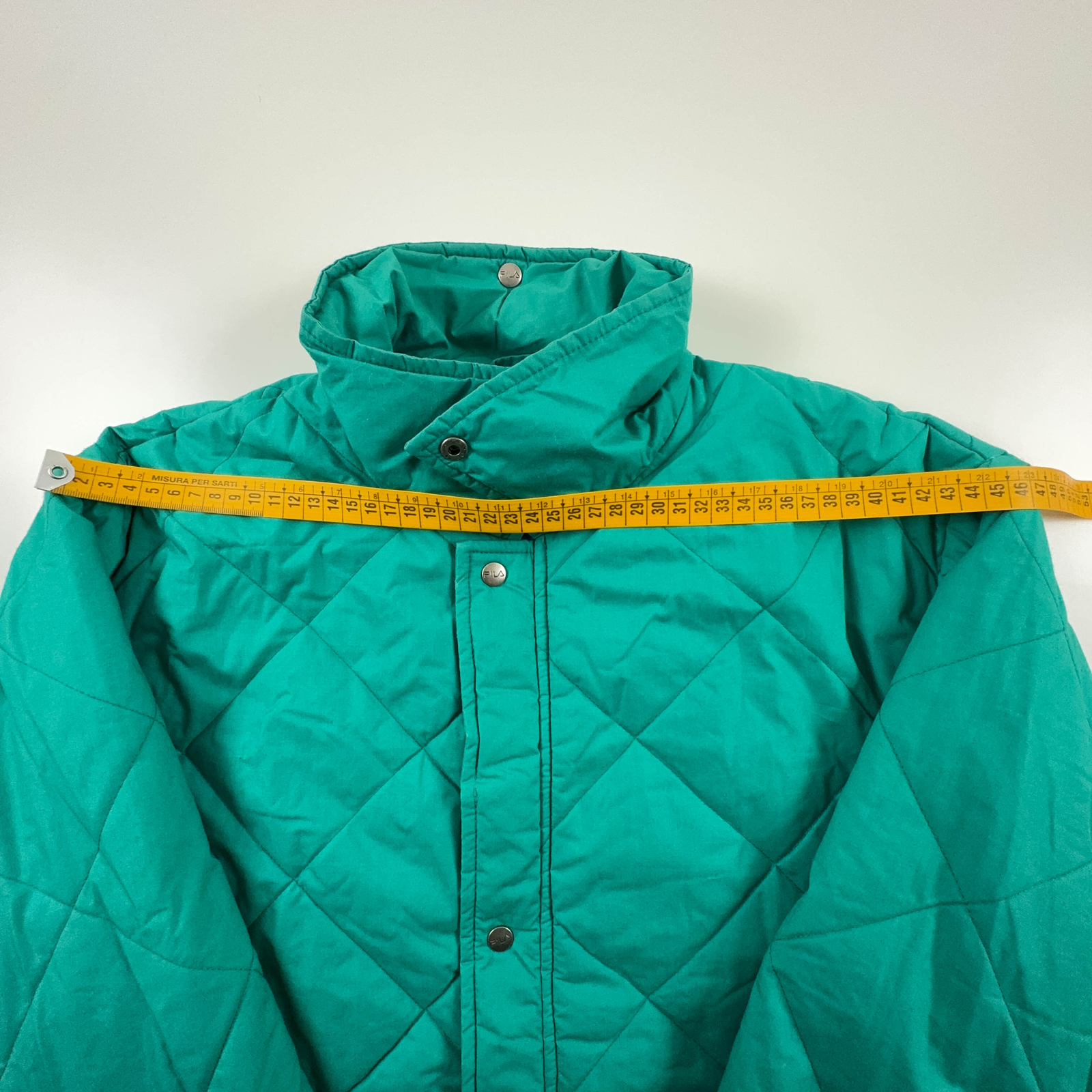 Giacca trapuntata Fila Vintage verde con bottoni Taglia 164 uomo