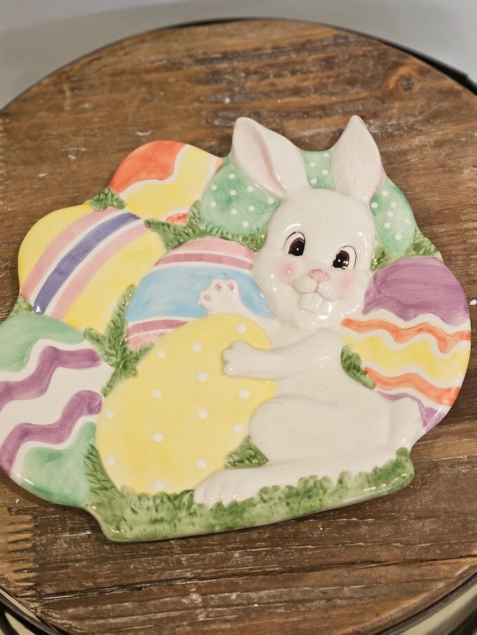 Fitz & Floyd Easter Bunny Eggs Canape Plate or Wall Decor  