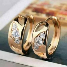 2Ct Lab Created Diamond Women's Huggie Hoop Earrings 14K Rose Gold Finish