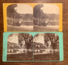Antique Stereoviews of Boston Common Frog Pond Garden American Stereoscopic