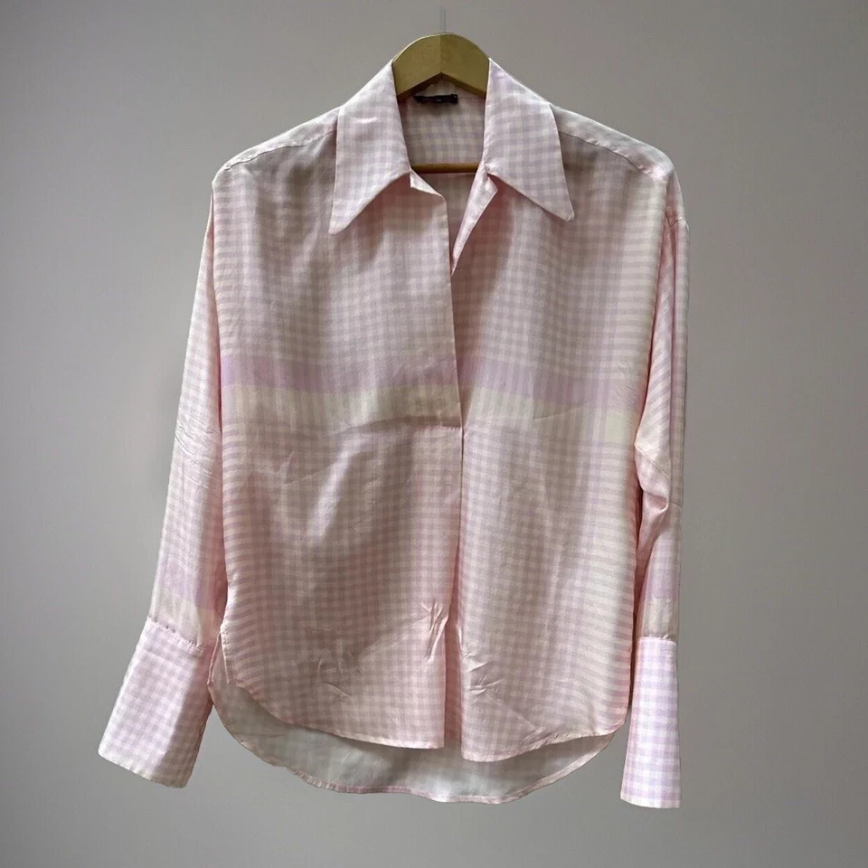 Blusa de seda Jejia para mujer talla mediana-40 rosa mediana a cuadros de diseñador Foto 3 de 4