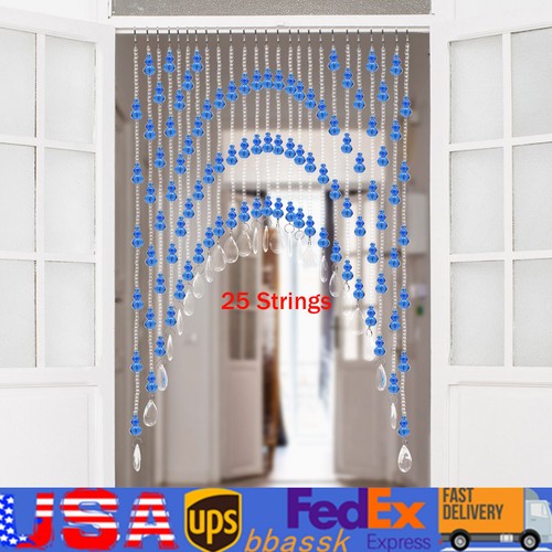 25 Strings Of Luxury Door Curtains Room Partitions Crystal Glass Beads Decor