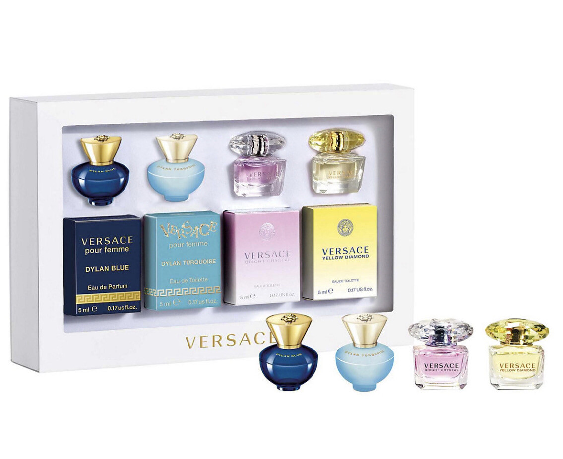 Versace Gifts & Sets Womens Mini Set (Pour Femme Dylan Blue 0.17 oz EDP,  Pour Femme Dylan Turguoise EDT, Bright crystal EDT yellow diamond EDT)