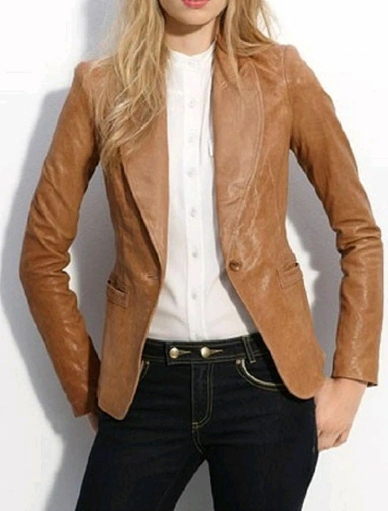 Blazer style leather jackets ladies top