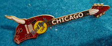 CHICAGO BULLS NBA BASKETBALL MASCOT BULL HEAD GUITAR Hard Rock Cafe PIN