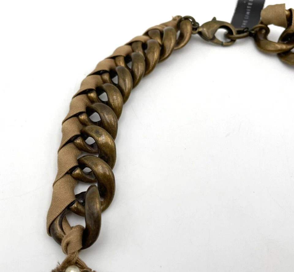 Precio de venta sugerido por el fabricante $98 - Nuevo collar de diamantes de imitación de cadena de bronce Ranjana Khan RK The Limited Foto 4 de 4