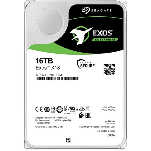 Жесткий диск Seagate Exos X18 ST16000NM000J емкостью 16 ТБ - 3,5 встроенных - SATA (SATA/600