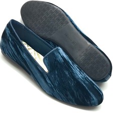 BIRDIES Starling Women  s Jewel Toned Velvet Sapphire Slipper Loafer Shoes 11