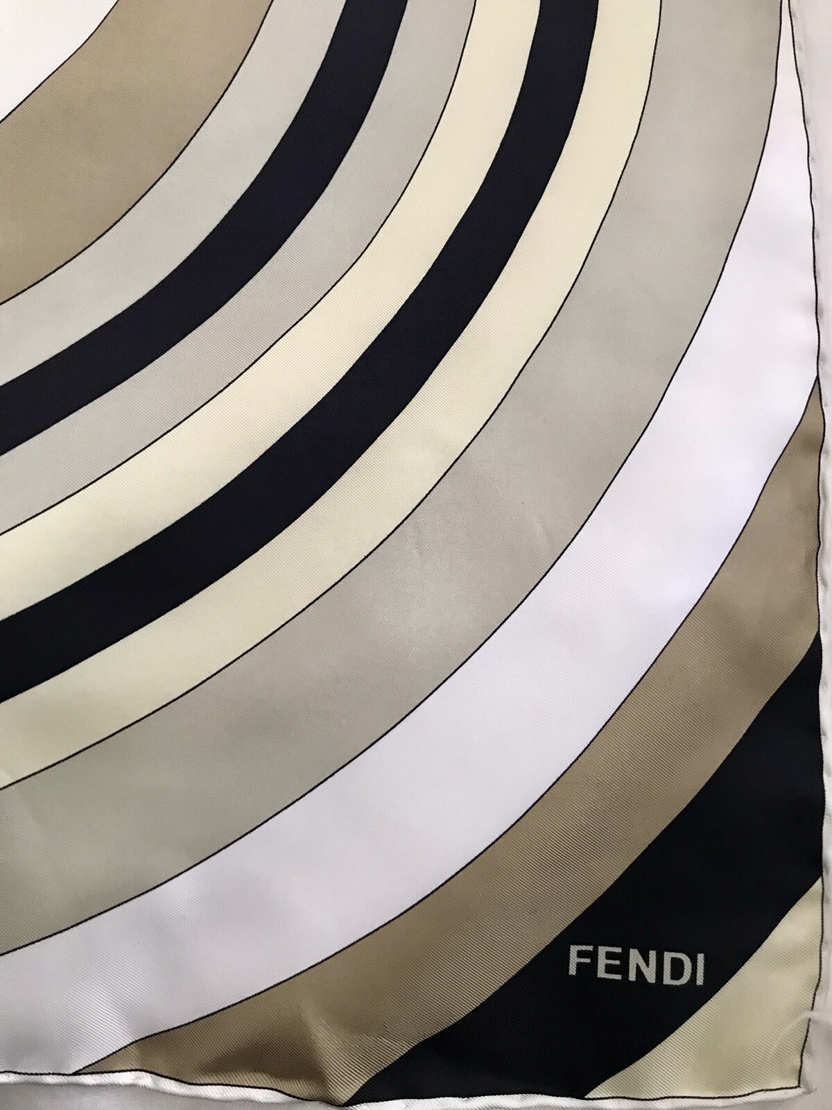 Vintage Fendi Scarf black/beige/grey Silk Twill.3… - image 8