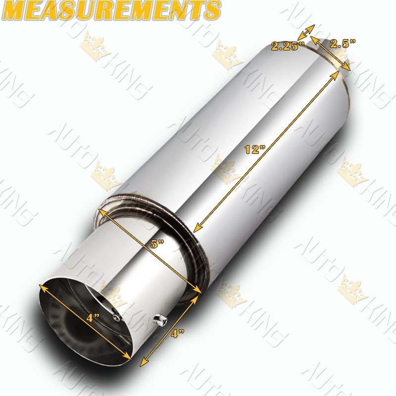 EPARTS JDM 4 Slant Tip 2.5 Inlet Weld-On Exhaust Muffler with