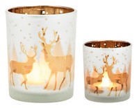 Windlicht Teelichtglas Hirsch (2Er Set) - Tischdeko Advent Weihnachten, Teelicht