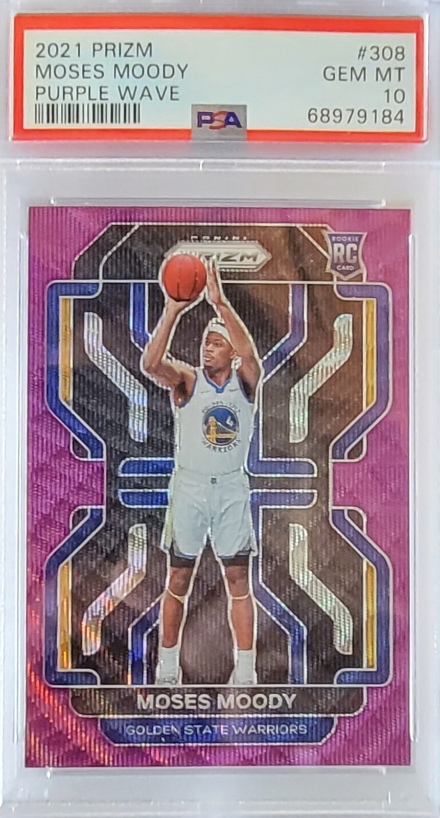 2021-22 Panini Prizm Purple Wave Prizm Moses Moody #308 Rookie RC PSA 10