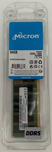 Micron ECC Server Memory 64GB DDR5 5600MHz Dual Rank CL46 MTC40F2046S1RC56BD1 - Bild 3 von 9