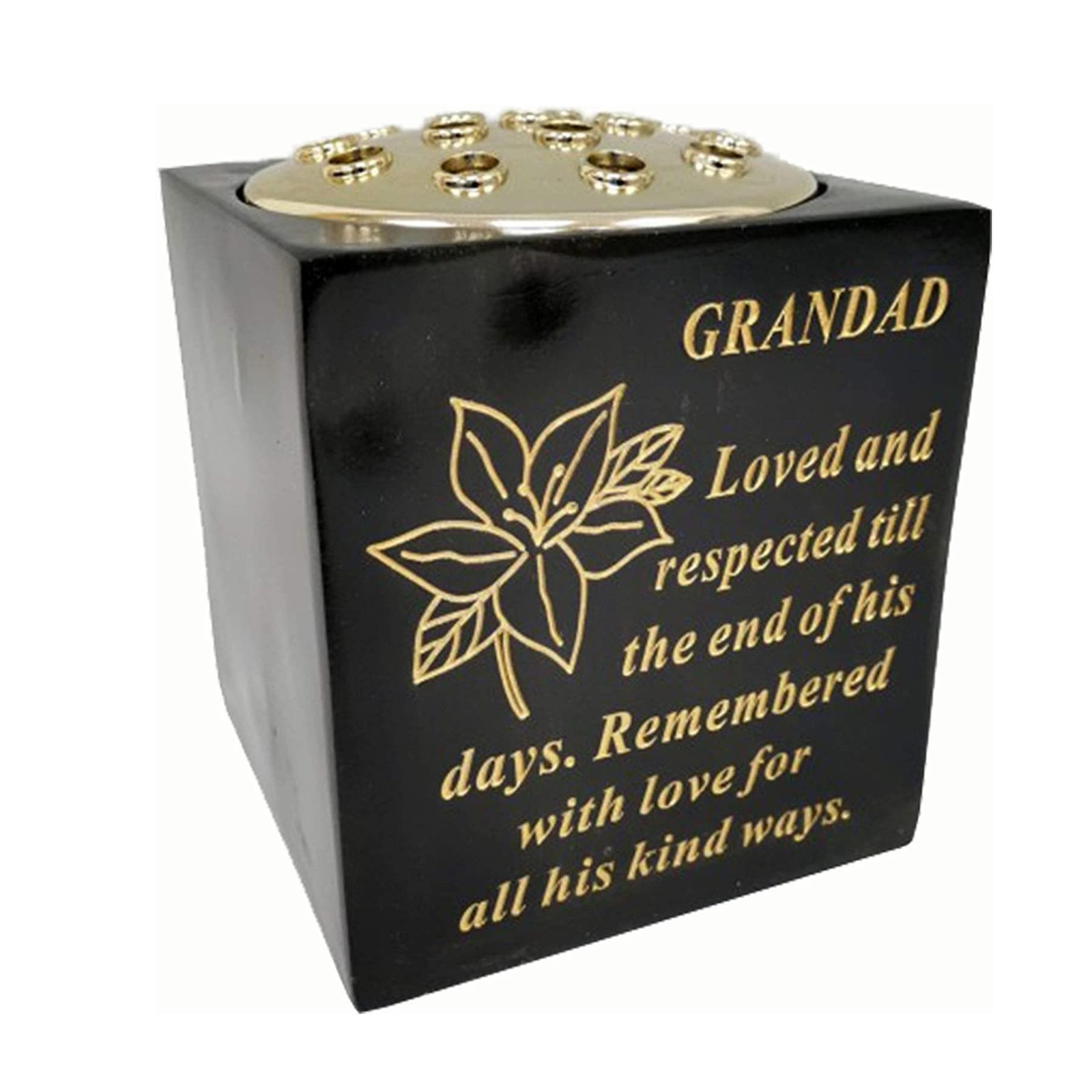 Graveside Memorial Rose Bowl Weatherproof Black Grandad Remembrance Ornament