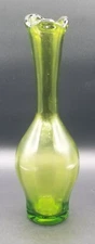 Vintage MCM Blenko Green Swung Blown Glass 1960s Vase 11 Inch Tall
