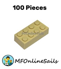 100x Genuine LEGO Tan 2x4 Bricks Piece # 3001 - BULK large bricks
