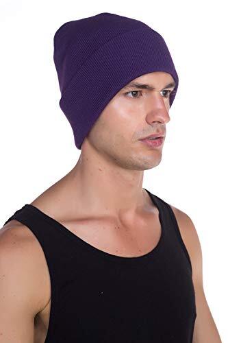 Beanie Men Women - Unisex Cuffed Plain Skull Knit Hat Cap One Size Purple - Afbeelding 2 van 7