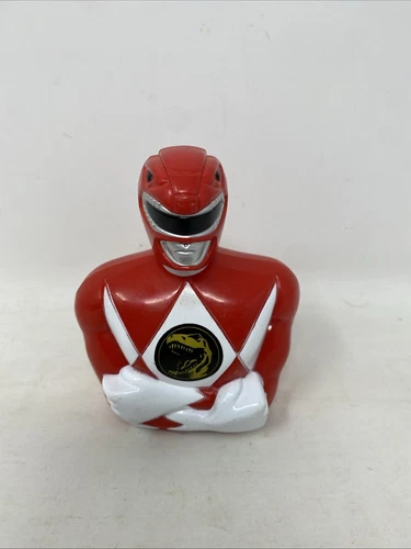 Vintage Mighty Morphin Red Power Rangers Money Box Coin Bank From 1994