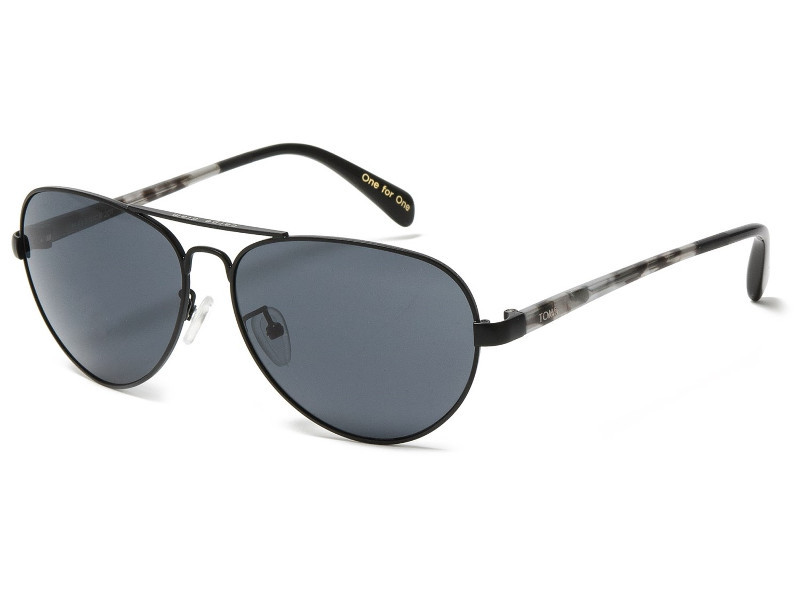 TOMS Maverick 201 Aviator Sunglasses, MatteGunmetal/DarkGrey