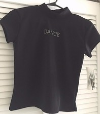 NWT Body Wrappers Dance Stud Black Short Sleeve Top Large Juniors