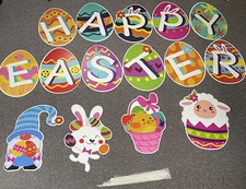 15 PCS Easter Decorations Easter Yard Sign Happy Easter Yard Signs with Stake...