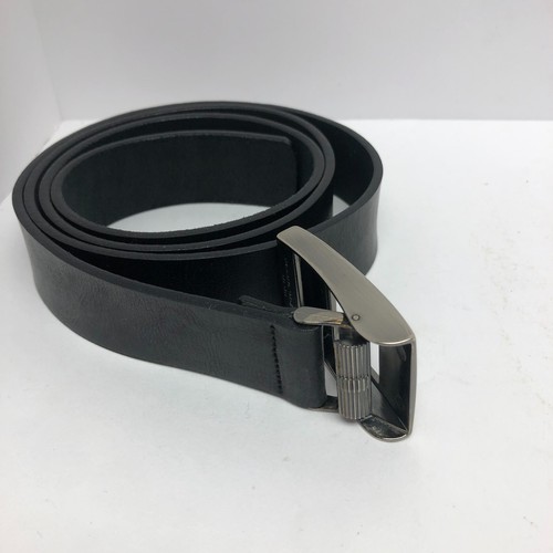 Unbranded Leather Black Belt Sz-48/115 Silver Slide Buckle Handmade in Italy - Picture 11 of 12