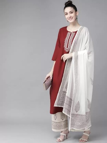 Hermoso conjunto de ropa de diseñador Salwar Kameez Kurti para mujer india Kurta Palazzo - Imagen 2 de 5