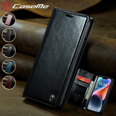 Magnetic Wallet Case Leather Flip Cover for iPhone 16/15/14/13/12/11 Pro XR SE 8