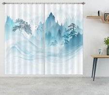 3D Blue Mountain Tree ZHUA1456 Photo Curtain Window Blockout Fabric Amy 2023