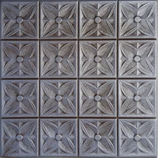 Glue Up, Decorative Ceiling Tiles, DIY, Foam, 20" x 20", MARGARETTA Silver Brown