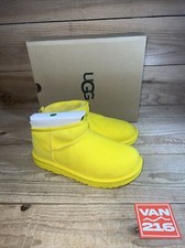 NEW SZ 4: UGG Classic Ultra Mini Yellow Wool Round Toe Pull On Boots: 1130750K